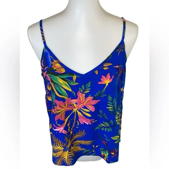 Cynthia Rowley Blue Tropical Floral Tank Top Size Small NWT - Picture 3 of 17